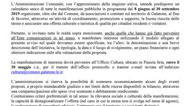 Programmazione dell'ESTATE GALATEA