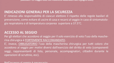 DOMENICA 12 GIUGNO 2022 -  ELEZIONI AMMINISTRATIVE E N. 5 QUESITI REFERENDARI.