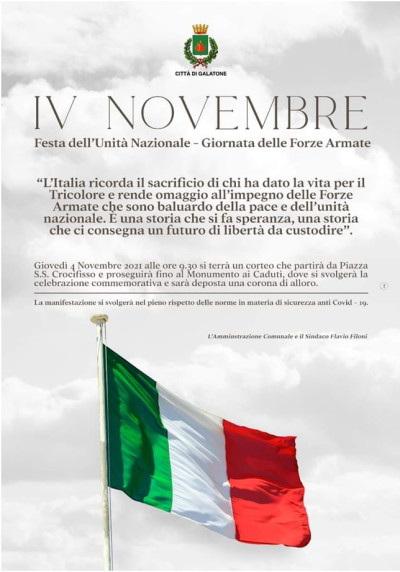 IV Novembre Festa dell'Unità Nazionale - Giornata delle Forze Armate
