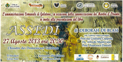 Presentazione del libro ASSEDI di Deborah De Blasi Presentazione del libro ASSEDI di Deborah De Blasi
