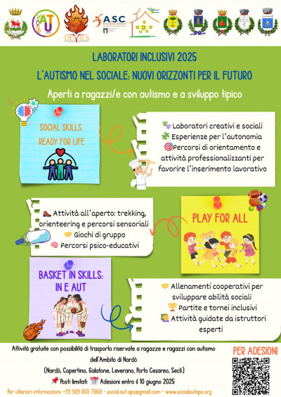 LABORATORI INCLUSIVI ESTATE 2025: L'AUTISMO NEL SOCIALE