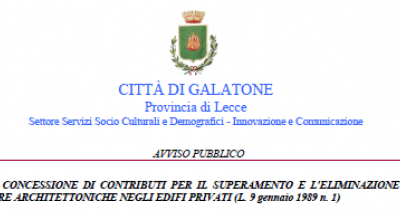 AVVISO PUBBLICO PER LA CONCESSIONE DI CONTRIBUTI PER IL SUPERAMENTO E L'ELIMI...