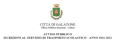 ISCRIZIONI AL SERVIZIO DI TRASPORTO SCOLASTICO - ANNO 2021/2022