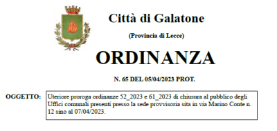 CHIUSURA UFFICI COMUNALI DI VIA MARINO CONTE