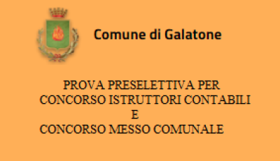 PROVA PRESELETTIVA PER CONCORSO ISTRUTTORI CONTABILI E CONCORSO MESSO COMUNALE