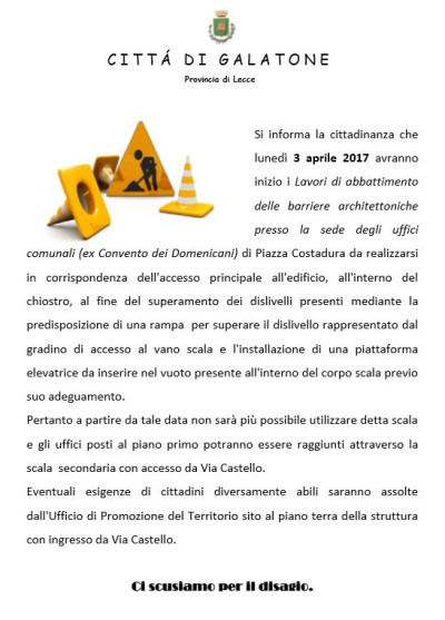 Lavori di abbattimento delle barriere architettoniche