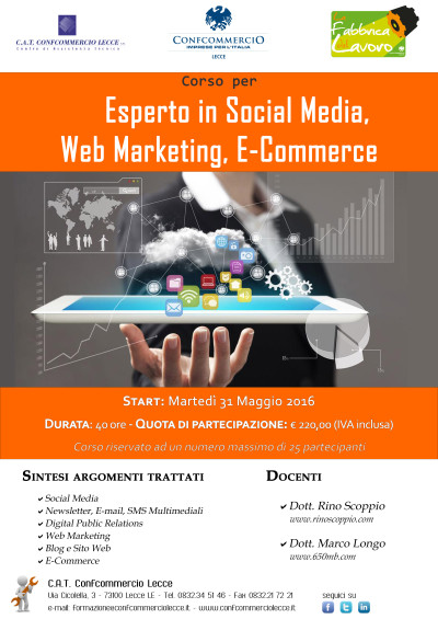 CORSO PER “ESPERTO IN SOCIAL MEDIA, WEB MARKETING, E-COMMERCE”