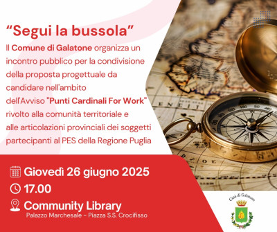 INCONTRO PUBBLICO AVVISO PUNTI CARDINALI FOR WORK. Punti di orientament...