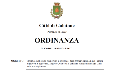 CHIUSURA UFFICI COMUNALI